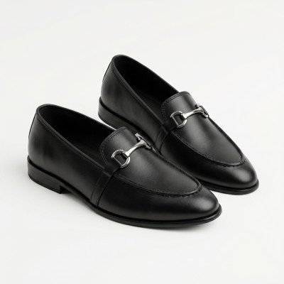 Men Leather Formal Loafers Black