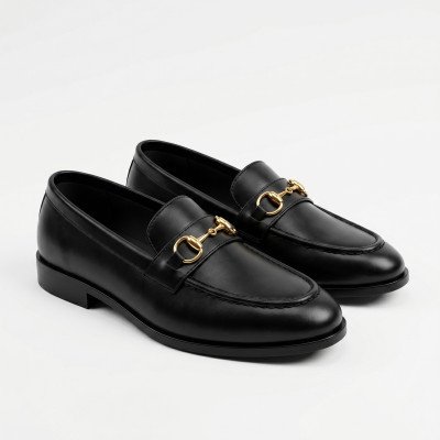 Black Leather Tassel Shoes For Men